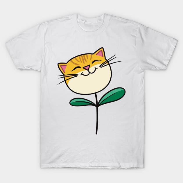 Flower Kitties Ginger T-Shirt by Nuffypuffy